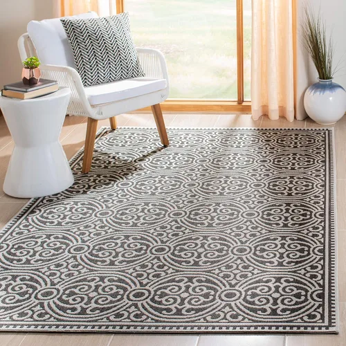 Miniatura 12 de SAFAVIEH Alfombra lavable para exteriores Linden Collection - 4 x 6 pies, aguamarina y crema, no desprende pelusa y fácil de limpiar, ideal