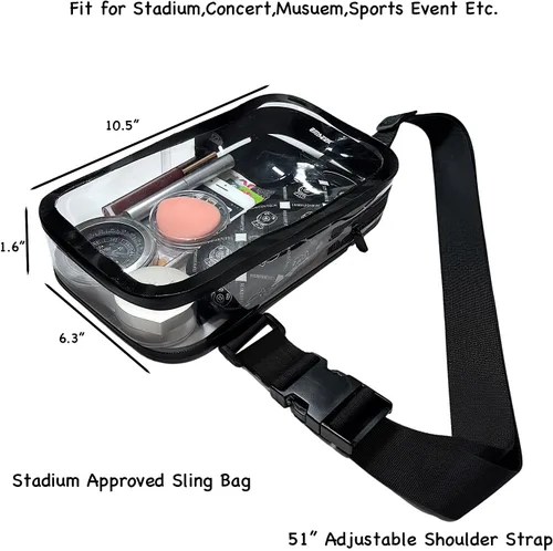 Miniatura 3 de Bolsa transparente aprobada para estadios, bolsa cruzada para el hombro, bolso de pecho para concierto, deporte, evento, festival, fiesta