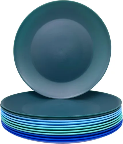 Miniatura 10 de AOYITE Platos de cena de plástico reutilizables, juego de 12 platos para ensalada irrompibles, sin BPA, aptos para microondas y lavavajillas, platos