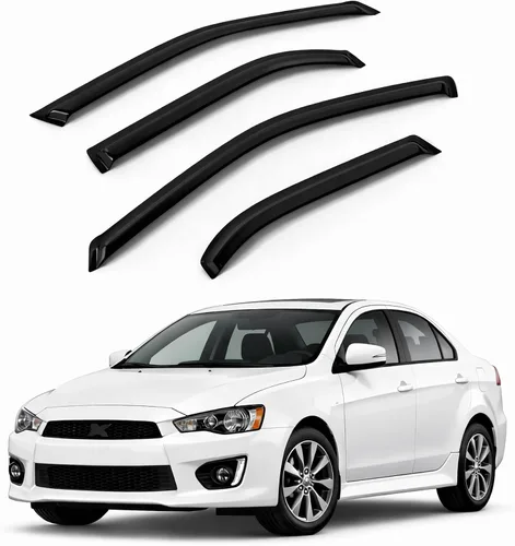 Protectores de lluvia para ventana de automóvil compatibles con Mitsubishi Lancer 2007-2017 | Tape-On | Protectores de lluvia Deflectores de ventana