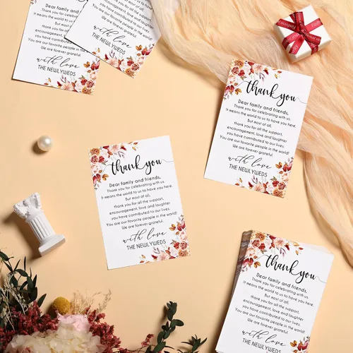 Miniatura 4 de Chinco 100 tarjetas de agradecimiento de boda, diseño de lugar de agradecimiento, para boda, 4 x 6 pulgadas, para fiesta, recepción, ensayo, cena