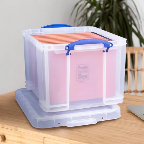 Miniatura 5 de Really Useful Box - Contenedores de almacenamiento de 32 litros con tapa de cierre y asas de cierre de clip para la organización de almacenamiento