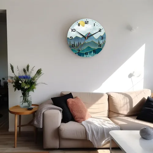 Miniatura 7 de Reloj de pared, 10 pulgadas, silencioso, sin tictac, decoración de cocina para el hogar, funciona con pilas, para baño, dormitorio, sala de estar