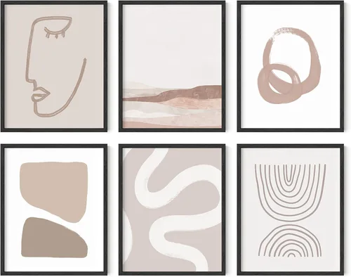 Miniatura 47 de HAUS AND HUES Arte abstracto negro para pared, juego de 6 impresiones artísticas modernas de líneas negras y grises, arte abstracto geométrico Juego