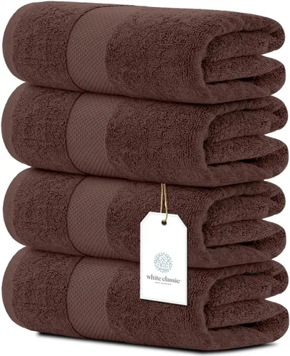 Miniatura 16 de White Classic - Juego de toallas de baño de lujo, grandes, 4 piezas - 700 GSM de algodón turco ultra suave, 27 x 54 pulgadas Toallas de baño