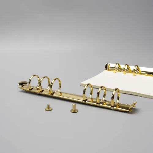 Miniatura 5 de 2 piezas de mecanismo de carpeta de 6 anillas A6, kit de reemplazo de mecanismo de cuaderno, clip dorado de metal, anilla redonda, encuadernación