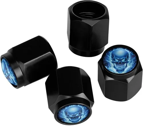 Miniatura 27 de Wolf - Tapones de válvula de neumático con bandera americana, tapas de válvula de neumático de aluminio negro, cubiertas universales