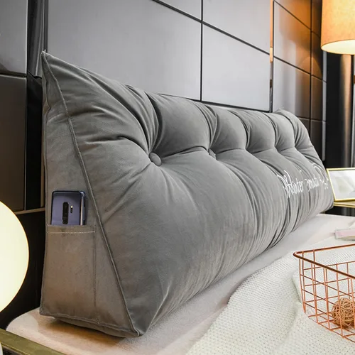 Miniatura 10 de Almohada de cabecera con cuña para lectura, respaldo de vellón, almohada de descanso de lectura, cojín triangular grande para la espalda, almohada