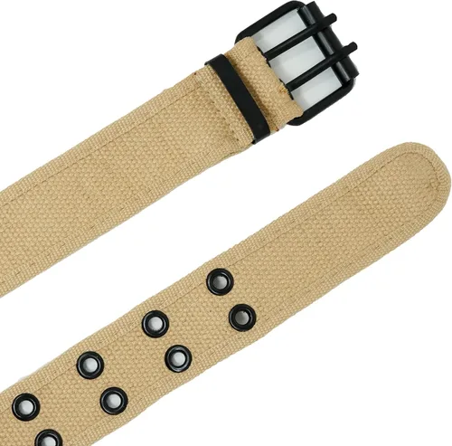 Miniatura 5 de Funky Junque Mens Women Belt Work Tactical Canvas Military Double Pronged Heavy Duty Army Grommets Web Black Grunge