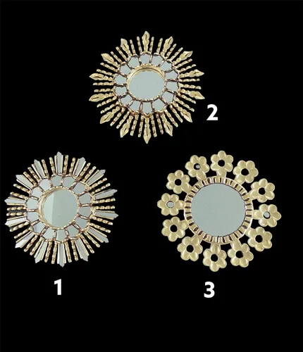 Miniatura 2 de Espejo peruano decorativo dorado, 12.0 in, Sunburst/Starburst, anticuado, espejo montado en la pared para sala de estar, hecho a mano arte de pared
