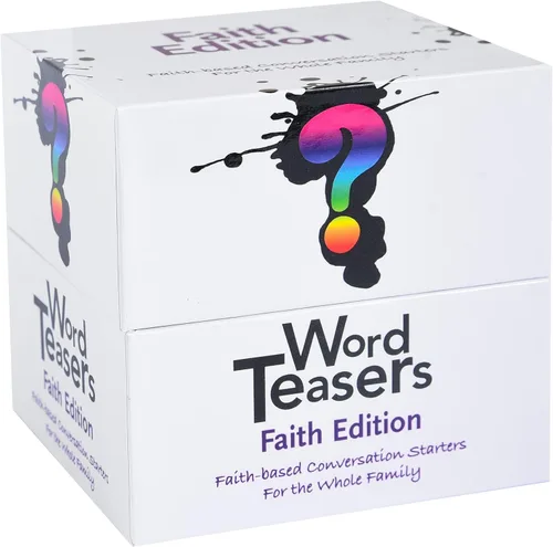 ? WORD TEASERS Iniciadores de conversación basados en la fe - Juego de trivia bíblica que provocan el pensamiento para familias, juegos de la Biblia
