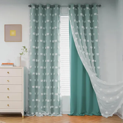Miniatura 29 de Mysky Home Cortinas de doble capa, dormitorio, traslúcidas, opacas, habitación de niños, comedor, guardería, ojales, oscurecer la habitación, 52 x