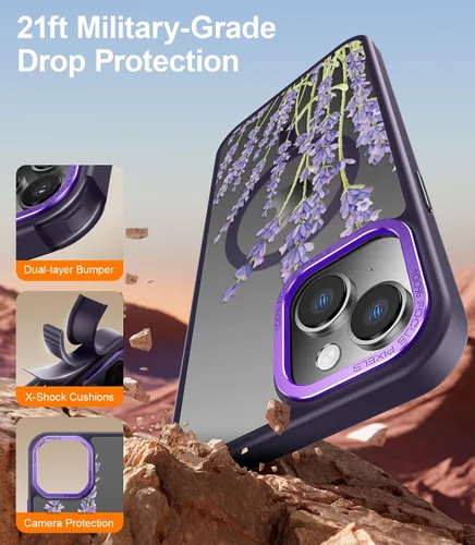 Miniatura 90 de Goodon para iPhone 15 Pro Max con protector de pantalla de privacidad, compatible con Magsafe, funda translúcida mate a prueba de golpes - Linda