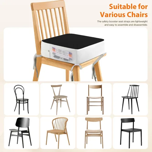 Miniatura 7 de Asiento elevador para silla de cocina, asientos elevadores de 3.8 pulgadas para mesa de comedor con lazos, asiento elevador de comedor