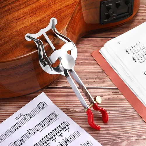 Miniatura 3 de Facmogu Accesorios de instrumentos de lira para trompeta, clip de partitura de lira ligero para trompeta, clip de música de lira plateada