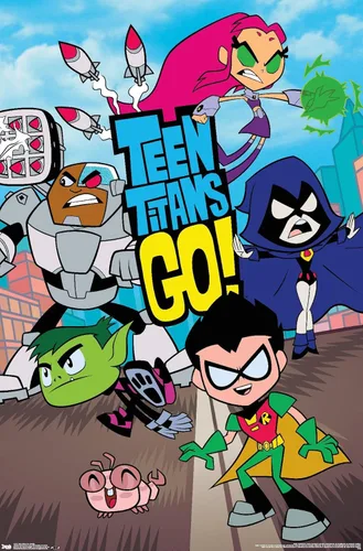 DC Comics Teen Titans Go! - Póster de pared grupal, 22.4 pulgadas de largo x 14.7 pulgadas de ancho, versión premium sin marco