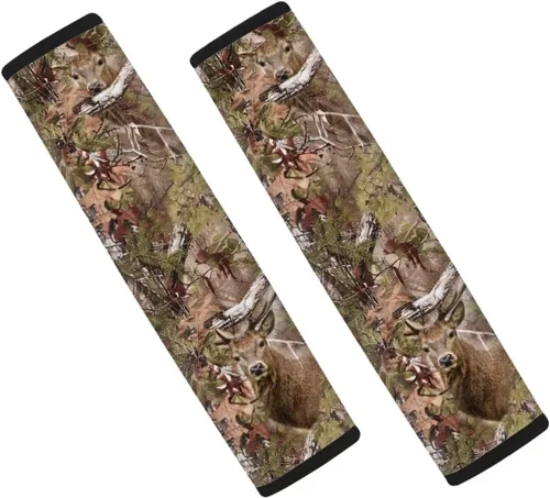 Miniatura 10 de LedBack Fundas para cinturón de seguridad de coche con diseño de bandera americana y camuflaje, paquete de 2, almohadilla universal para cinturón