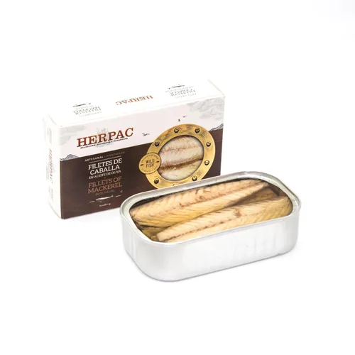 Miniatura 2 de Filetes de caballa en aceite de oliva – 4.23 oz (120 g) Calidad premium, empaquetados a mano por HERPAC (paquete de 6)
