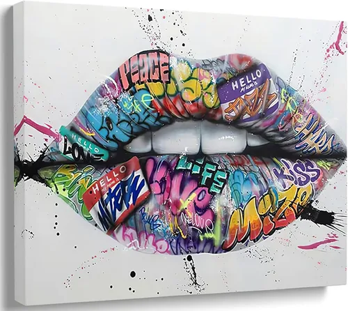 Miniatura 16 de MGSBCXN Lienzo decorativo de pared de graffiti, Banksy, impresión artística de DJ Mono Pensativo con auriculares, pintura artística de arte pop Mono