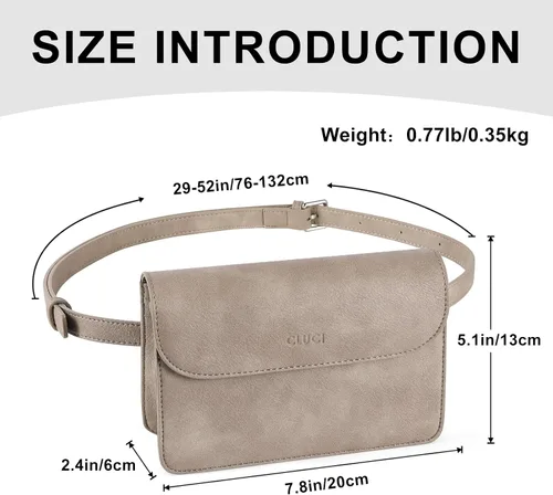 Miniatura 4 de CLUCI Riñoneras para mujer, bolsa cruzada de cuero vegano con correa ajustable, bolsa de cintura de moda, Gris