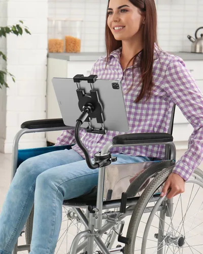 Miniatura 4 de Soporte para tablet de cuello de cisne para silla de ruedas, cochecito, carrito de golf, barco, soporte de micrófono, bicicleta de ciclismo