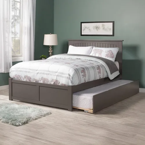 AFI Nantucket - Cama de plataforma tamaño King con estribo y cama nido individual XL en color gris