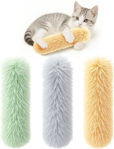 Miniatura 8 de Paquete de 3 juguetes de almohada para gatos con hierba gatera, juguetes de felpa suave, juguetes interactivos para masticar gatitos, juguetes