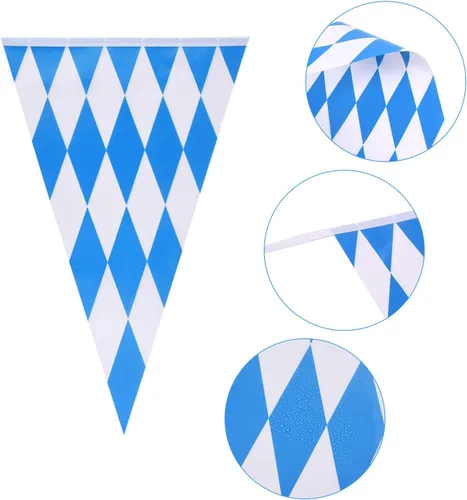 Miniatura 3 de TUPARKA Bandera de banderín bávaro de 98 pies para el Oktoberfest, decoraciones para el Oktoberfest, suministros para fiestas