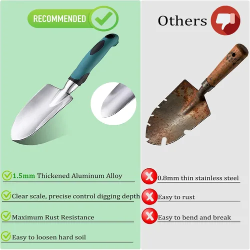 Miniatura 3 de Juego de 8 herramientas de jardinería resistentes con bolsa de mano, herramientas manuales de jardinería de aluminio a prueba de óxido con agarres
