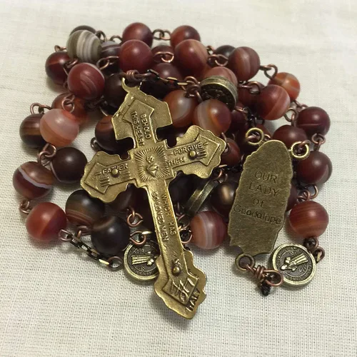 Miniatura 3 de elegantmedical Hecho a mano con cuentas de cornalina antiguas católicas de San Benito Rosario Collar Cruz Perdón Regalo, elegantmedical