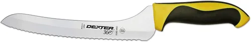 Miniatura 7 de Dexter-Russell Rebanadora Offset Festoneada de 9 pulgadas con Mango Rojo – S360-9SCR, Hoja de Acero Inoxidable de Alto Carbono, Agarre Ergonómico