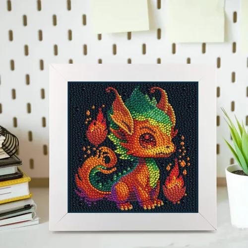 Miniatura 2 de Meothan Kit de Pintura de Diamantes 5D para Niños con Marco de Madera, Fácil Pintura de Diamantes de Dragón Pequeño, Juego de Pintura de Gemas