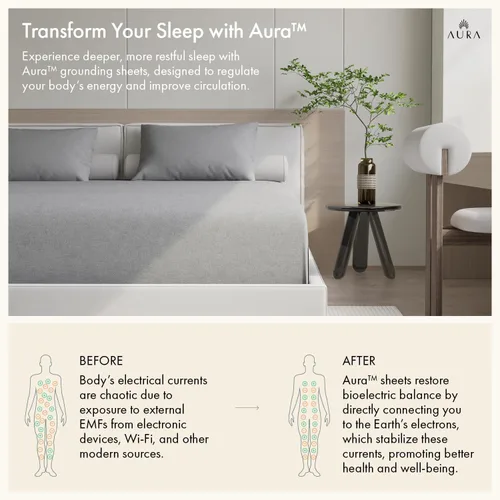Miniatura 2 de Aura™ Sábanas de lujo tamaño King, 12 % plata pura, el más alto contenido de plata disponible, sábanas de cama de conexión a tierra, sábanas a
