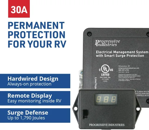Miniatura 2 de Progressive Industries EMS-HW30C - Protector de sobretensiones para autocaravana resistente, negro, 30 amperios