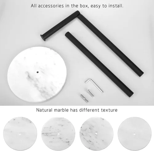Miniatura 7 de Soporte para papel higiénico con base de mármol, base de piedra natural de pie con reserva, color negro mate, soporte de 4 rollos para encimera