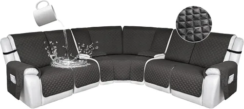 Miniatura 168 de HDCAXKJ Fundas de sofá seccional reclinable 100% impermeable, forma de L, funda de sofá reclinable lavable acolchada suave para mascotas, perro