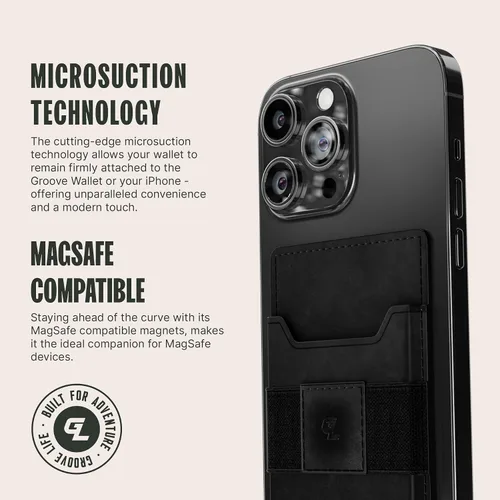 Miniatura 11 de Groove Life Groove Wallet Go - Soporte para tarjetas de crédito con tecnología de microsucción intercambiable minimalista para hombre con Magsafe