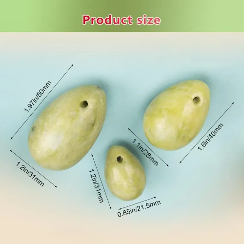 Miniatura 4 de ZORZA 3 huevos de masaje de piedra de jade masaje piedra natural estrés ejercicio bolas para mujeres