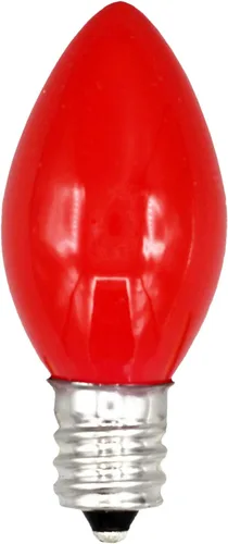 Miniatura 6 de Creative Hobbies® Caja de 25 bombillas, color rojo opaco de cerámica, combustión constante, incandescente de 7 W, base de candelabro C7, ideal