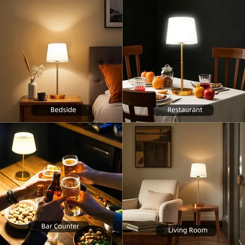 Miniatura 5 de Lámpara de mesa inalámbrica, lámpara de escritorio recargable de 5000 mAh con bombillas RGB magnéticas regulables y control remoto, funciona