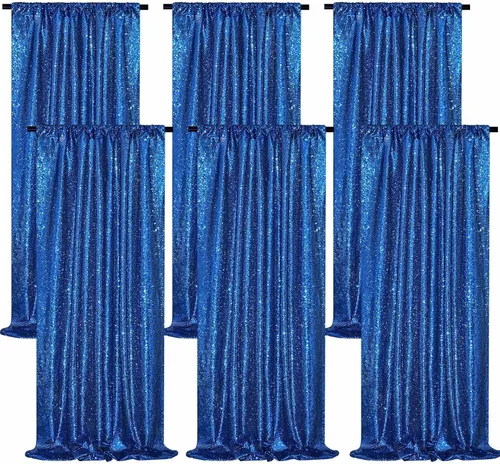 Miniatura 60 de Cortinas con lentejuelas doradas, 2 unidades de 2 x 8 pies, con brillantina, telón de fondo para bodas Rojo