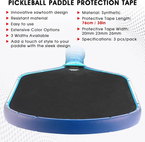 Miniatura 164 de PICKLETECH Cinta de protección de pala de pickleball – Protector de borde de cabeza de paleta – Cinta de protección de borde de raqueta ajuste gris