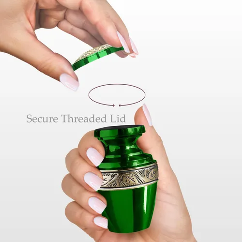 Miniatura 4 de Trupoint Memorials Urnas pequeñas de recuerdo para cenizas humanas, mini urna de cremación decorativa para hombres y mujeres adultos, pequeña Verde