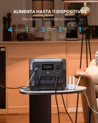Miniatura 9 de EF ECOFLOW Estación de energía portátil RIVER 2 Pro, batería LiFePO4 de 768 Wh, carga rápida de 70 minutos, 4 salidas de CA de 800 W