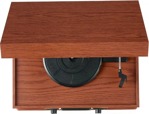 Miniatura 10 de Crosley CR704B-PA Musician Tocadiscos de 3 velocidades con radio, reproductor de CD/casete, entrada auxiliar y Bluetooth, color paprika