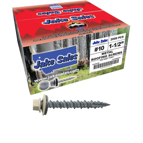 Miniatura 48 de 10 tornillos para techos de metal gris ABC de 1-1/2 pulgadas, cabezal de arandela hexagonal, arranque automático/roscado, arandela EPDM. 1 bolsa