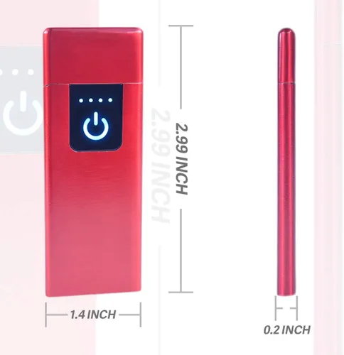 Miniatura 4 de Sensor inteligente de huellas dactilares a prueba de viento de doble cara Encendido de cigarrillos USB recargable Encendedor (rojo)