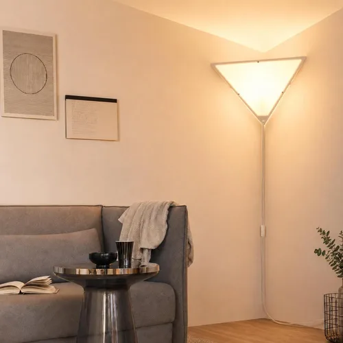Miniatura 11 de Lámpara de esquina de lino con interruptor, lámparas de techo de esquina para sala de estar, lámpara de techo enchufable para áreas oscuras, lámpara