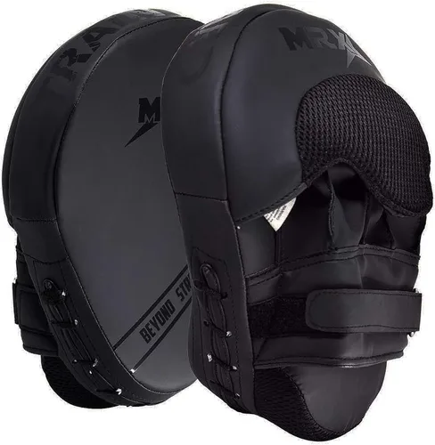 Miniatura 8 de MRX Gel Tech - Gancho de boxeo y almohadillas de Jab MMA Focus Guantes de entrenamiento Thai Kick Strike Shield Curvo Negro/Blanco