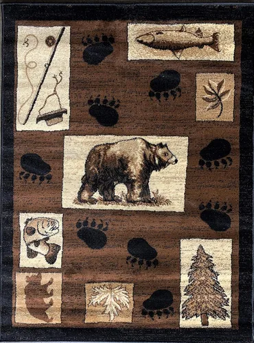 Miniatura 22 de Alfombra de pasillo estilo cabaña, estilo rústico, nativo americano, occidental, oso, alce, ciervo, vida silvestre, cabaña, diseño nativo 386